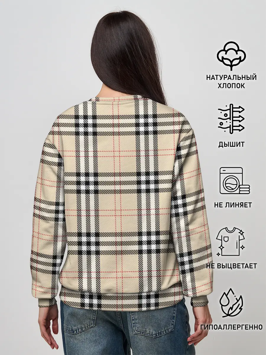 Женский свитшот / клетчатый принт в стиле Burberry