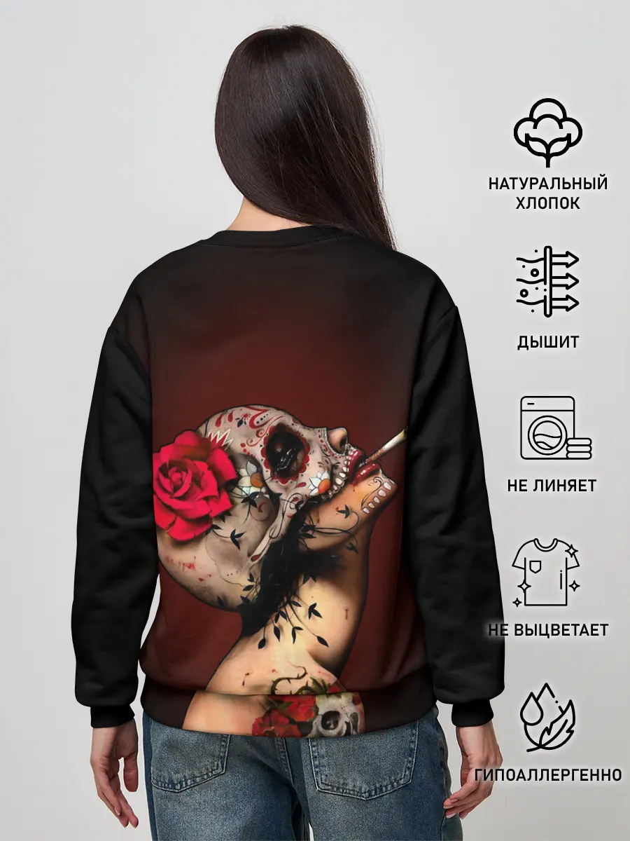 Женский свитшот / Ведьма с красной розой