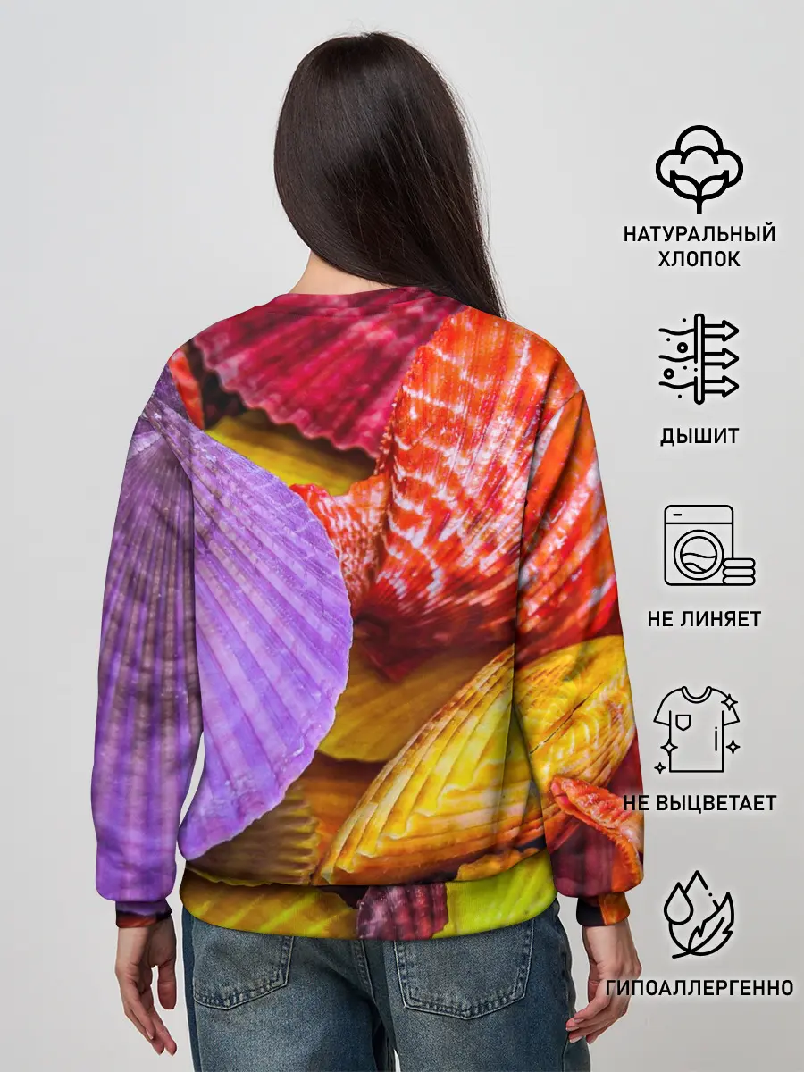 Женский свитшот / Разноцветные ракушки multicolored seashells