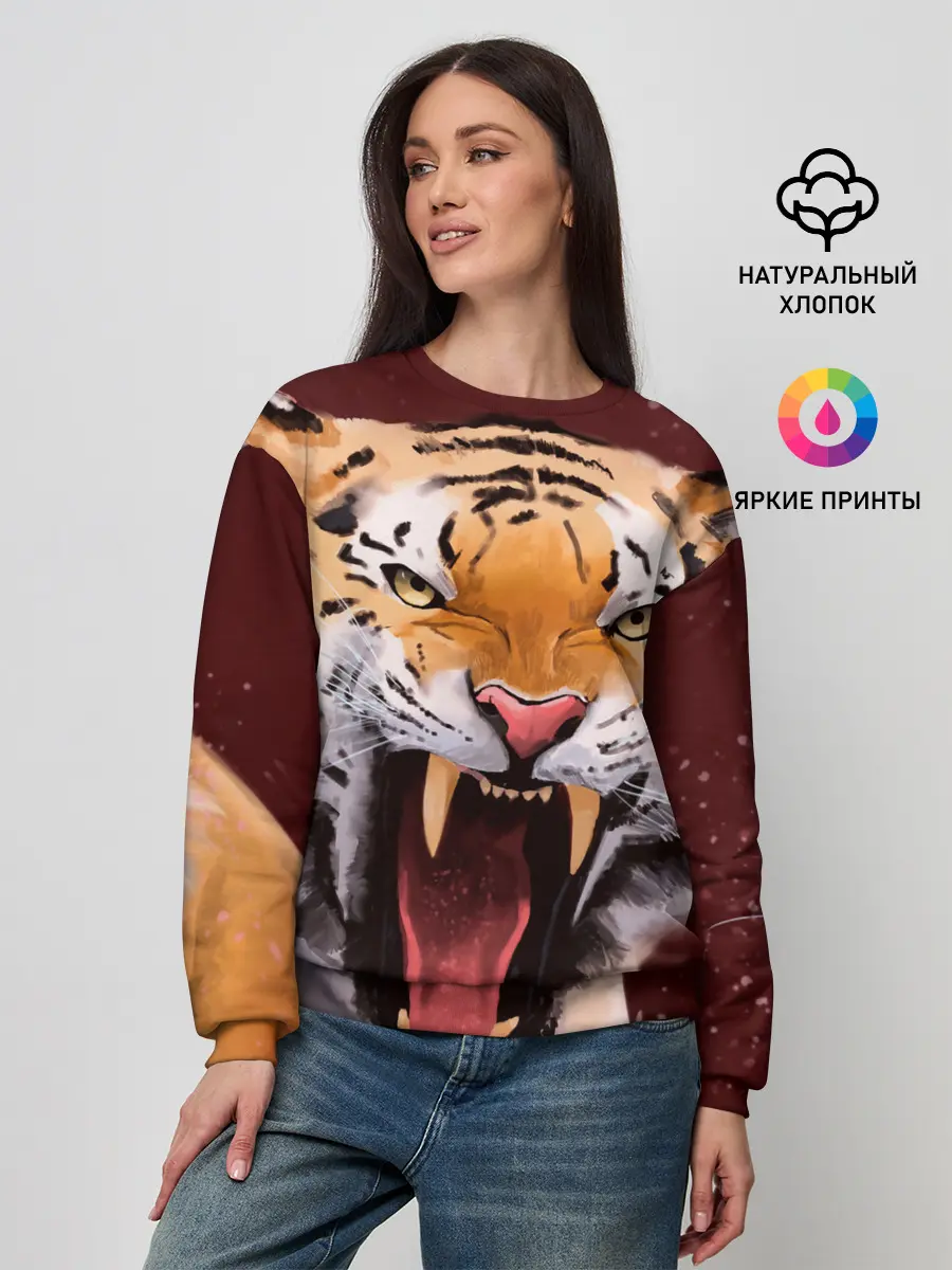 Женский свитшот / Тигр красавчик сердится