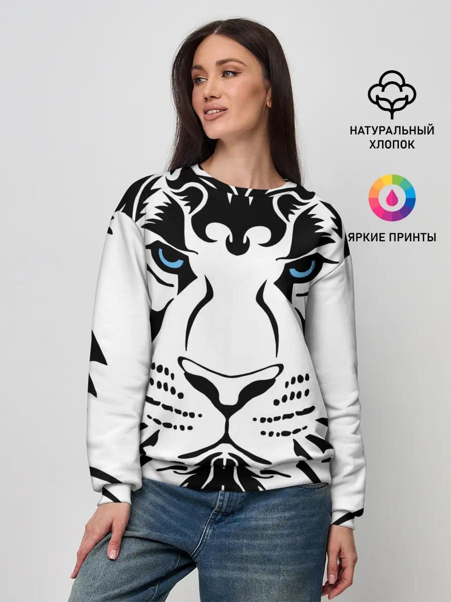 Женский свитшот / Водяной голубоглазый тигр