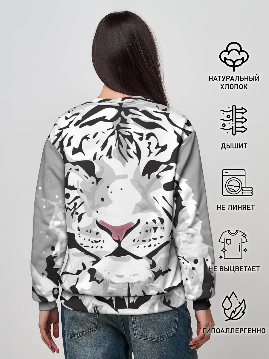 Женский свитшот / Белый снежный тигр