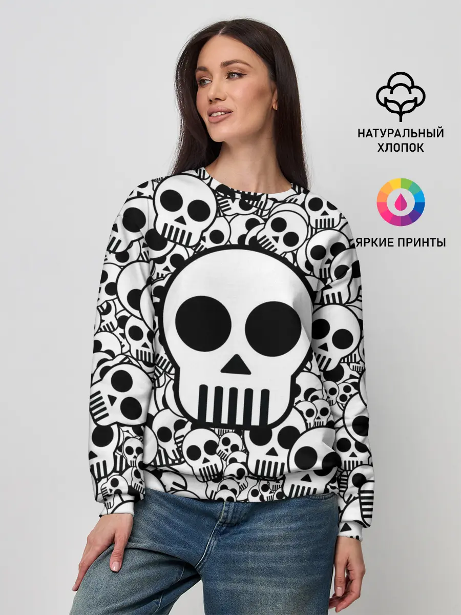 Женский свитшот / черепа чб