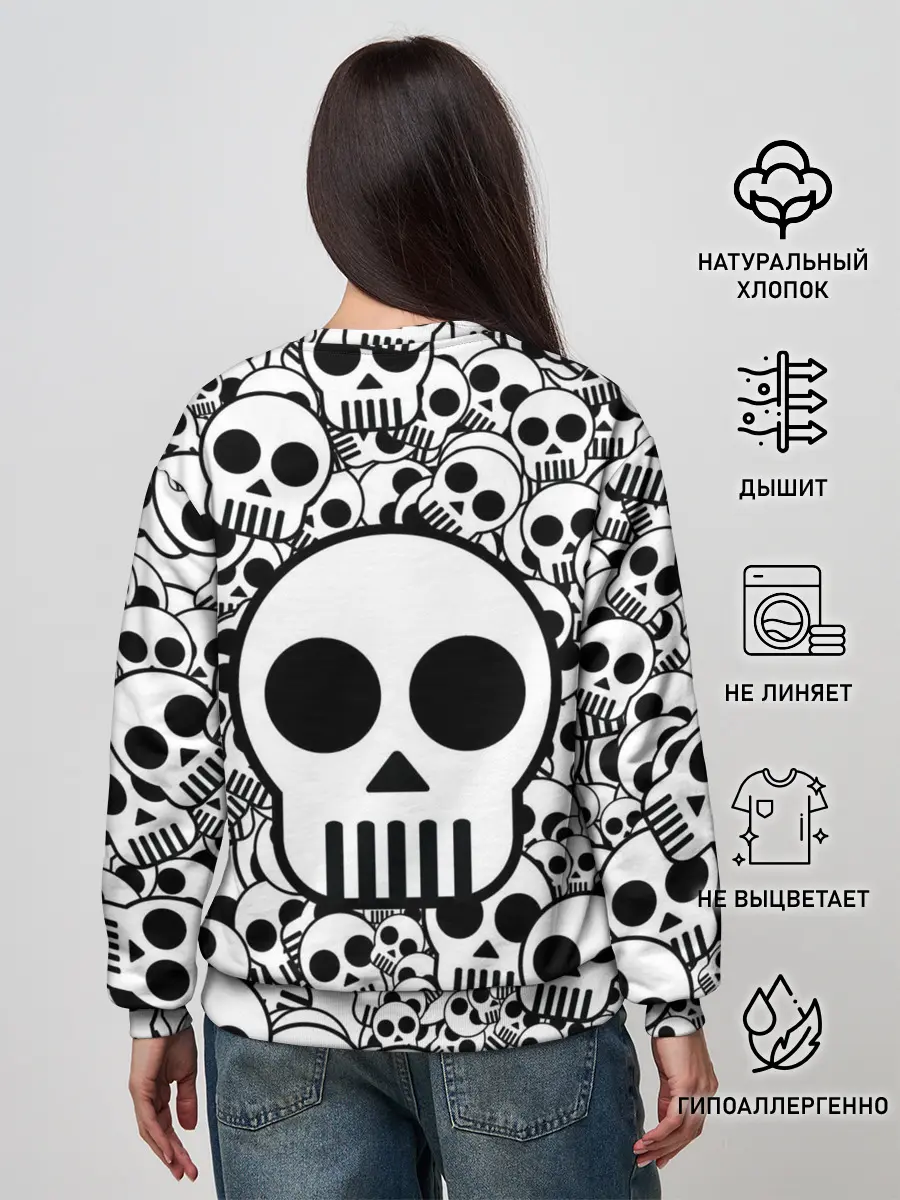 Женский свитшот / черепа чб