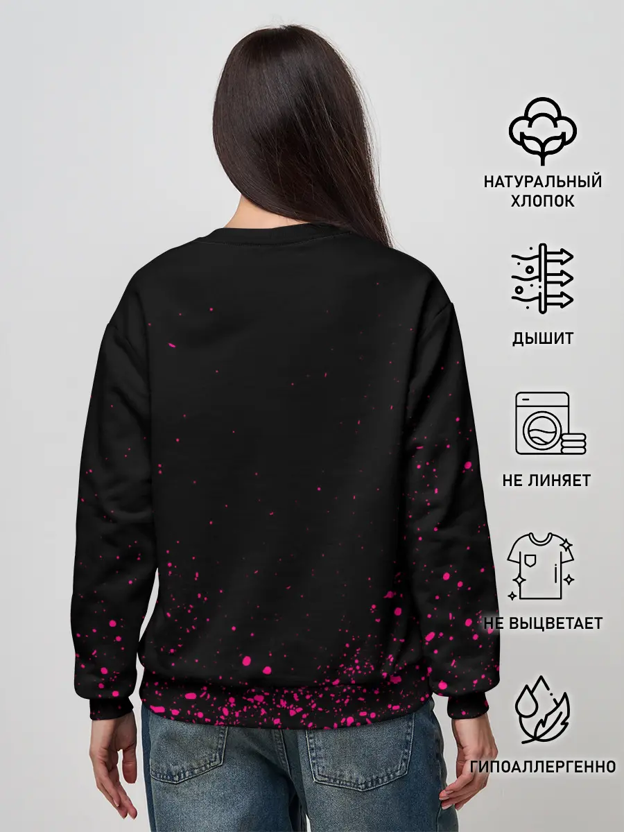 Женский свитшот / ИГРА В КАЛЬМАРА НЕОН, СТРАЖ КВАДРАТ 029