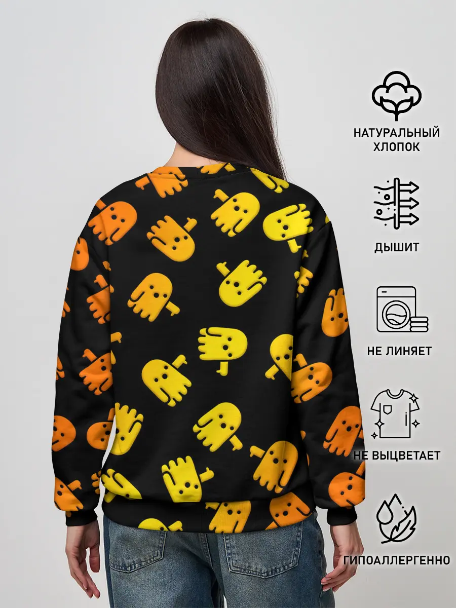 Женский свитшот / BOO! ПРИЗРАК, ПРИВЕДЕНИЕ ХЕЛЛОУИН ОРАНЖЕВЫЙ