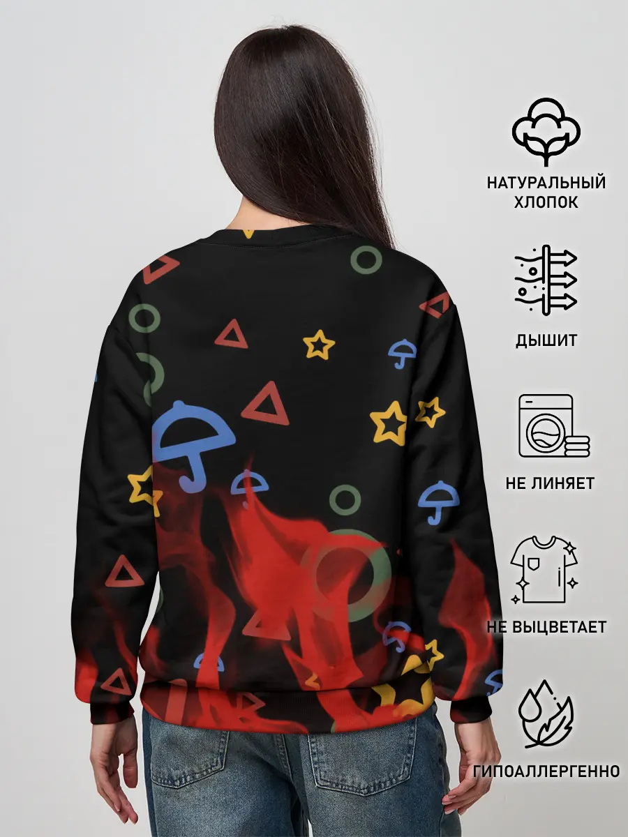 Женский свитшот / Игра в кальмара пламя.