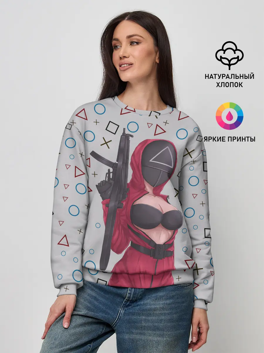 Женский свитшот / ОПАСНЫЙ ТРЕУГОЛЬНИК | ИГРА В КАЛЬМАРА