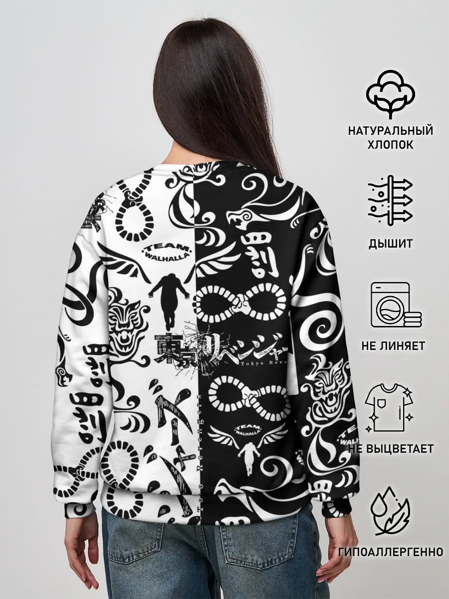 Женский свитшот / ТОКИЙСКИЕ МСТИТЕЛИ ЛОГОБОМБИНГ ЧБ