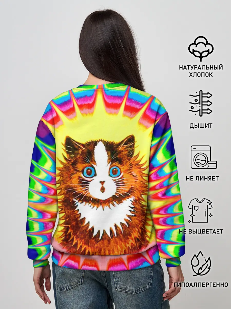Женский свитшот / Psychedelic Rainbow Cat