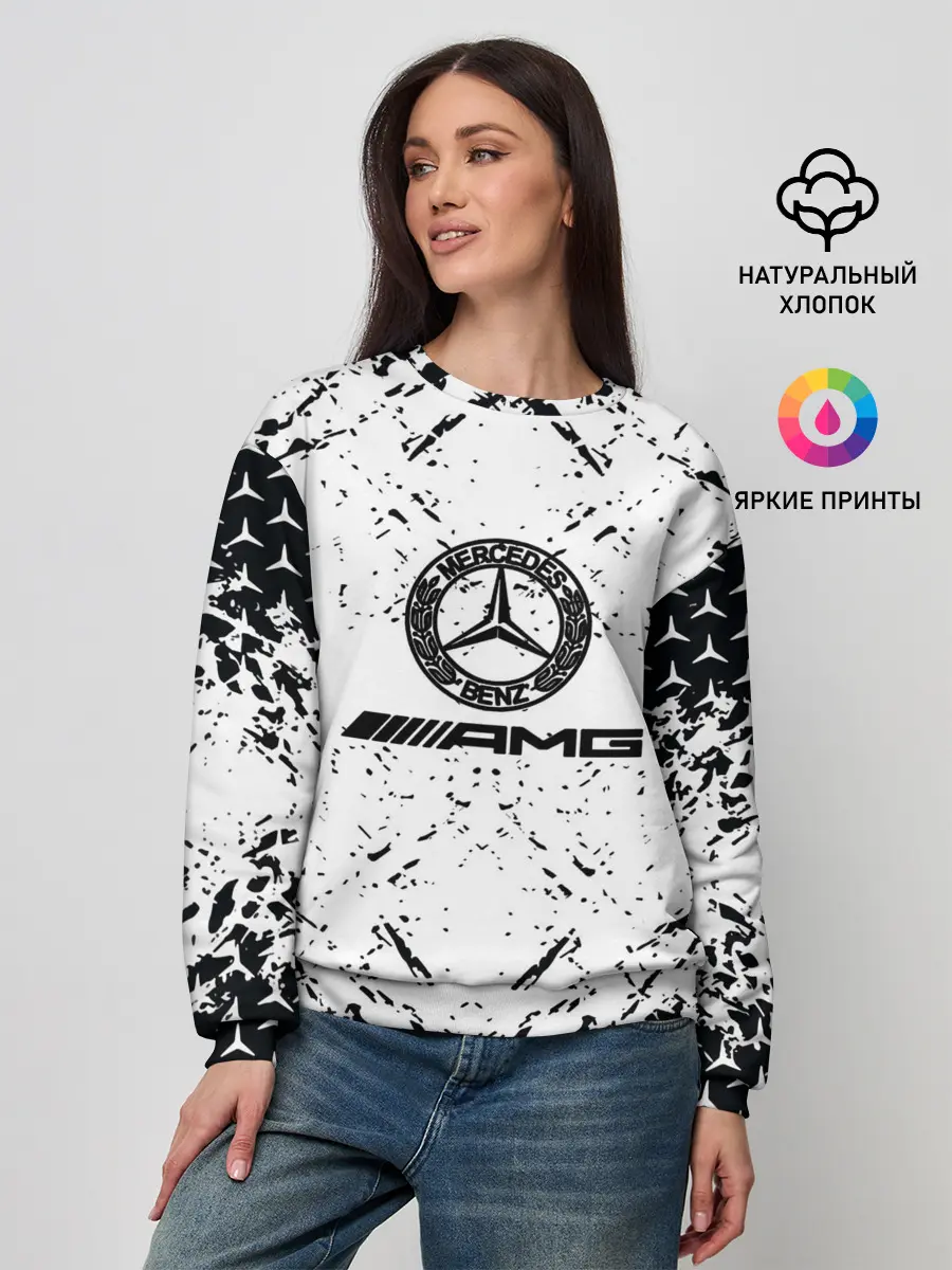 Женский свитшот / Mercedes | брызги красок,