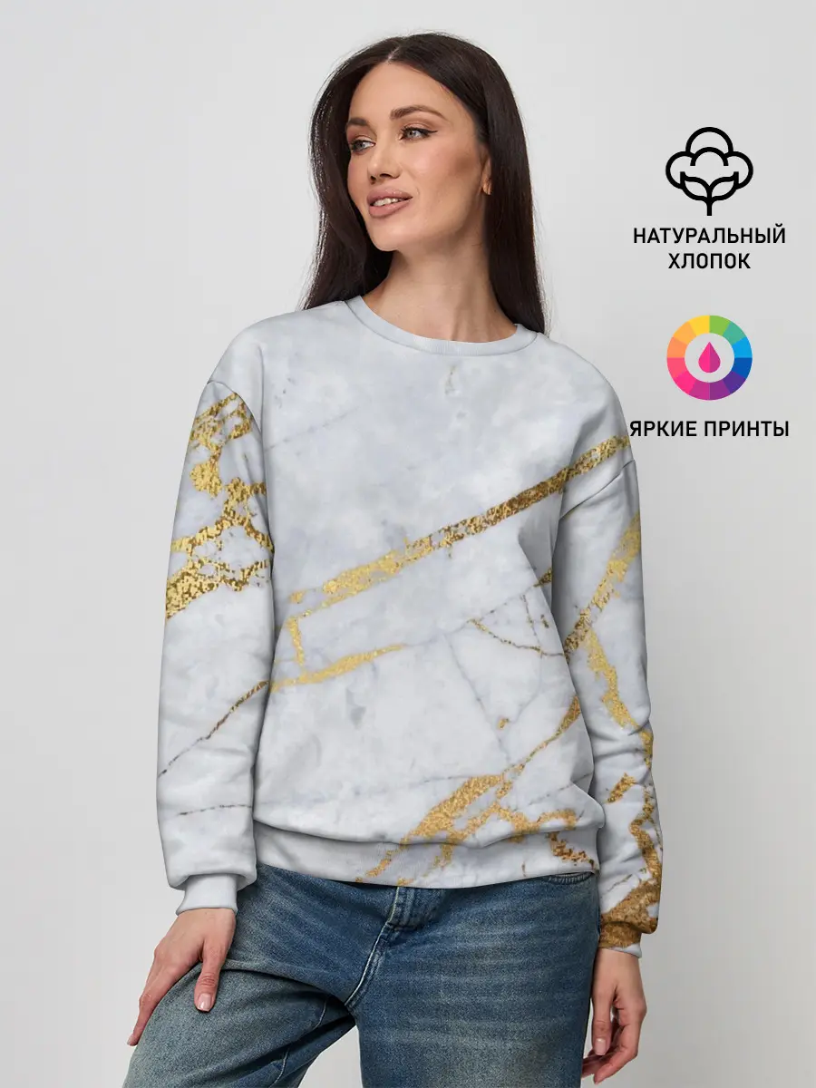 Женский свитшот / Золото на белом