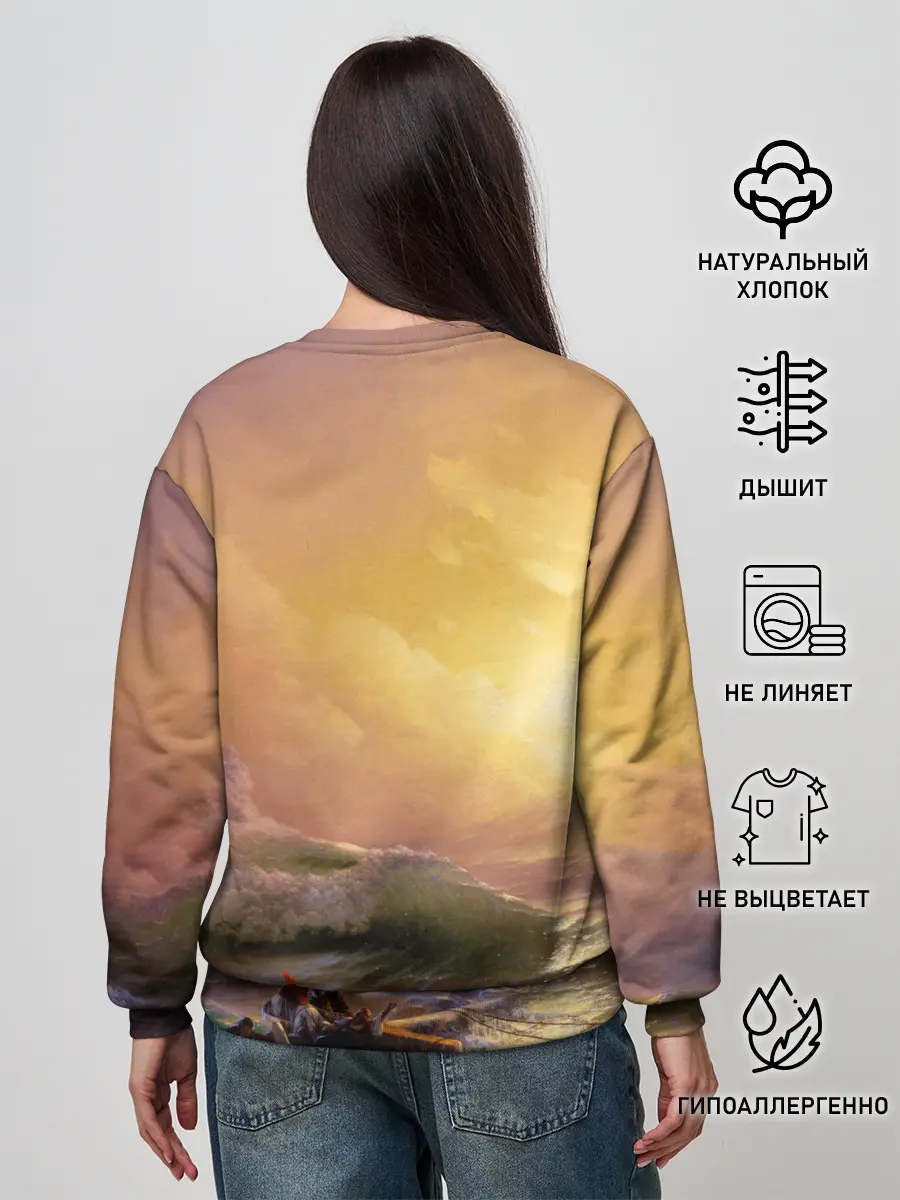 Женский свитшот / Шторм в море девятый вал