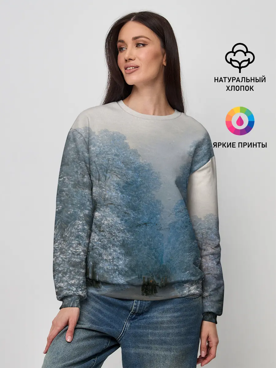 Женский свитшот / Зимний пейзаж картина маслом