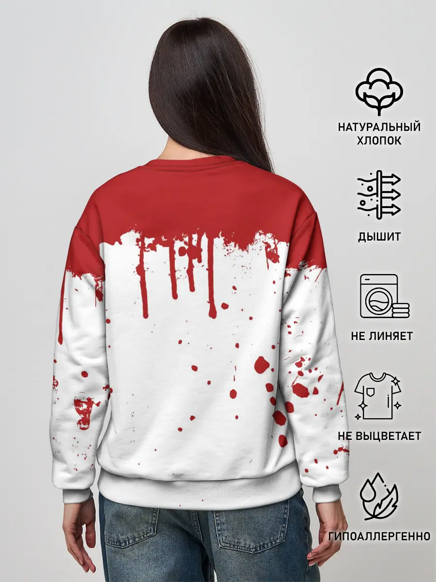 Женский свитшот / ИГРА В КАЛЬМАРА ПЕРСОНАЖ 457 КРОВЬ