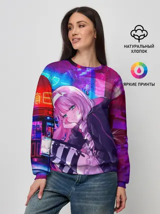 Женский свитшот / Zero Two в неоновом городе