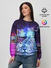 Женский свитшот / Плывущий неоновый тигр