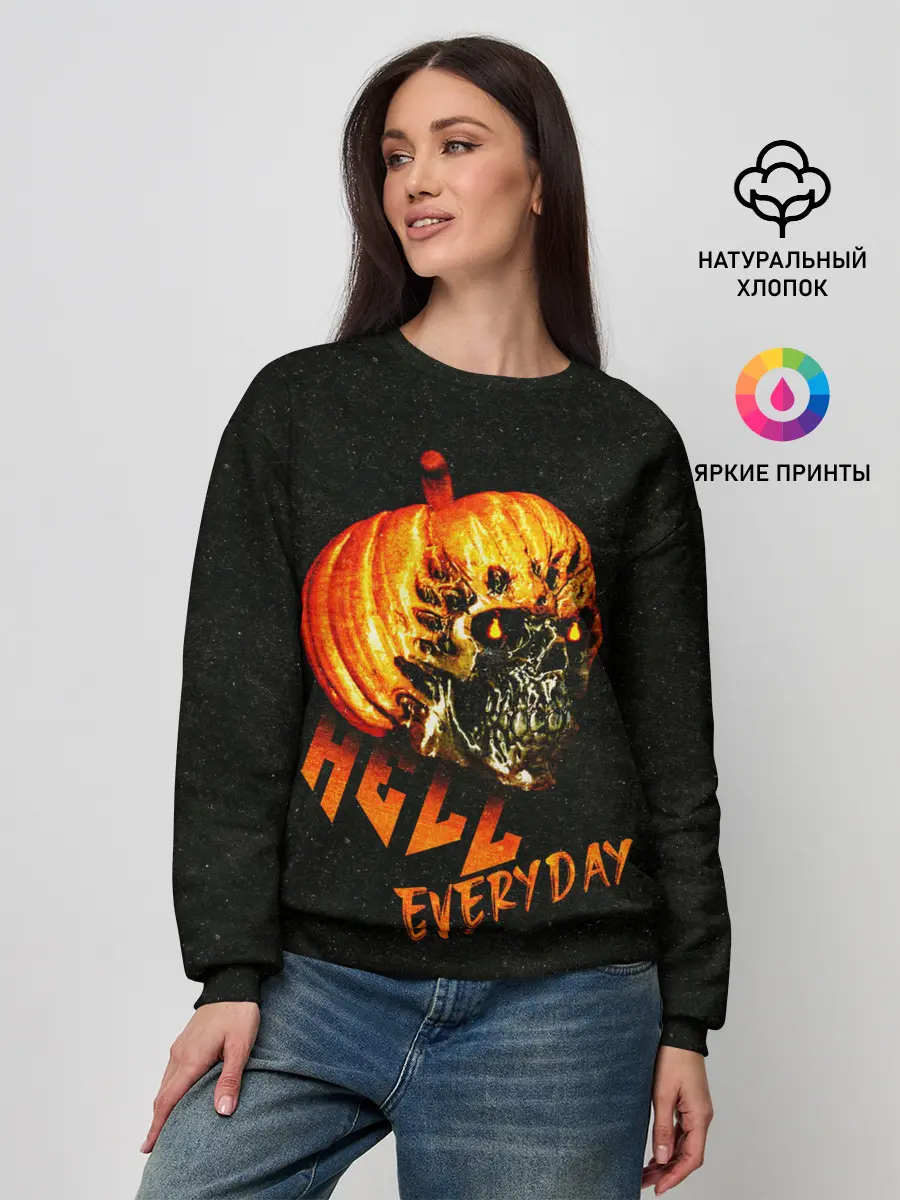 Женский свитшот / Helloween / череп тыква/ scull pumkin