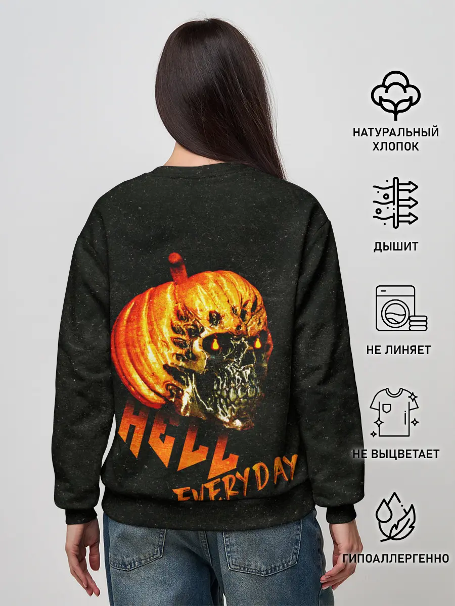 Женский свитшот / Helloween / череп тыква/ scull pumkin