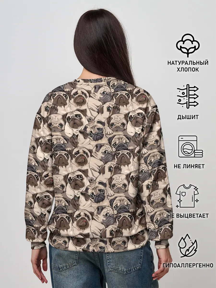 Женский свитшот / Мопсы