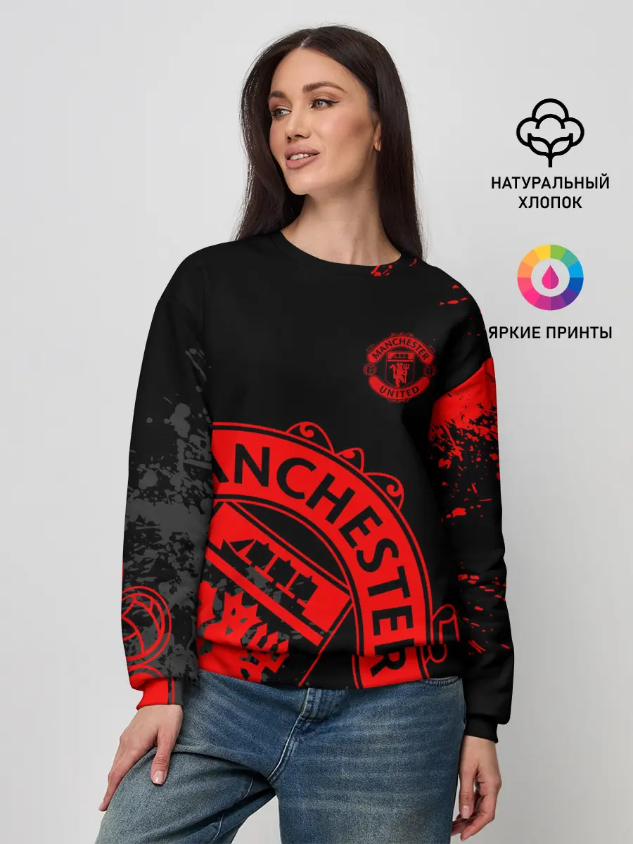 Женский свитшот / МАНЧЕСТЕР ЮНАЙТЕД КРАСНЫЙ ЛОГО