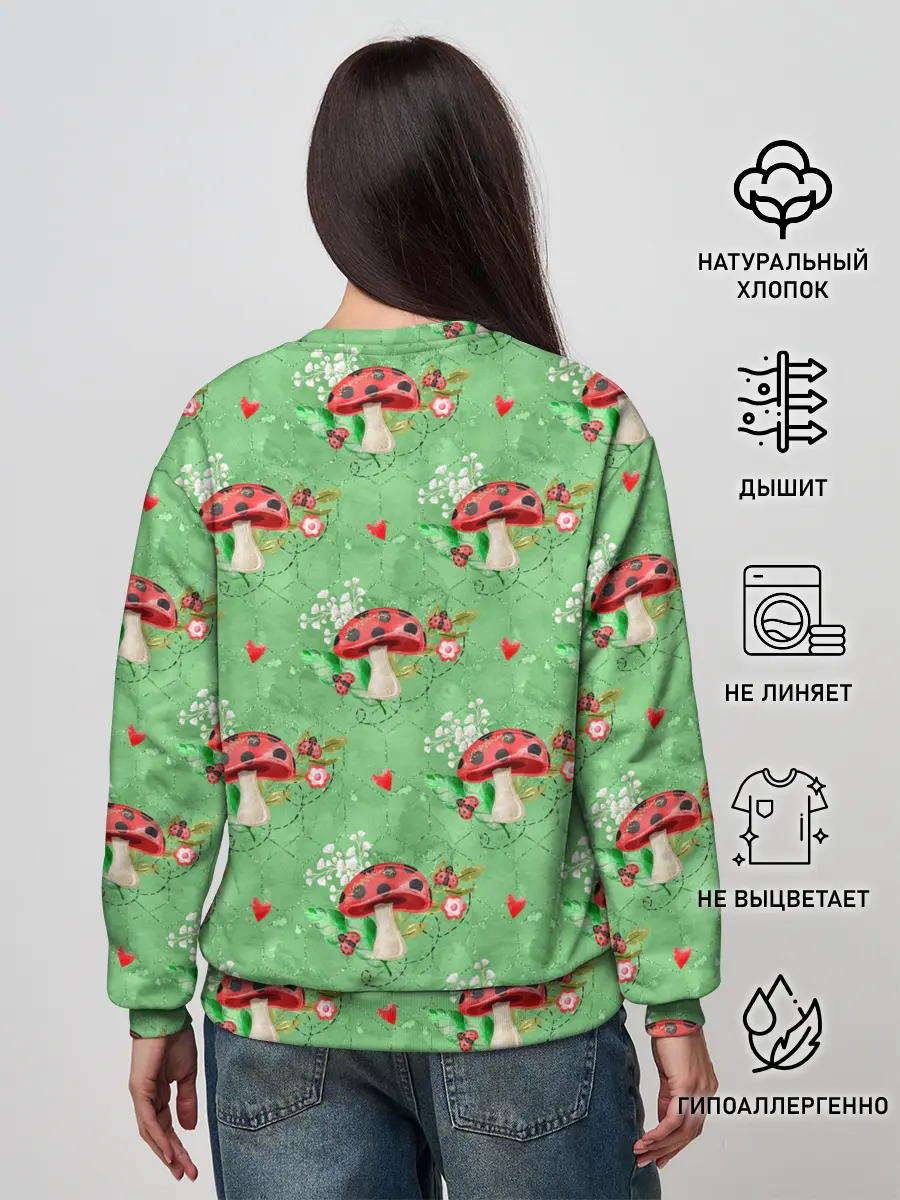 Женский свитшот / Грибы Мухоморы паттерн