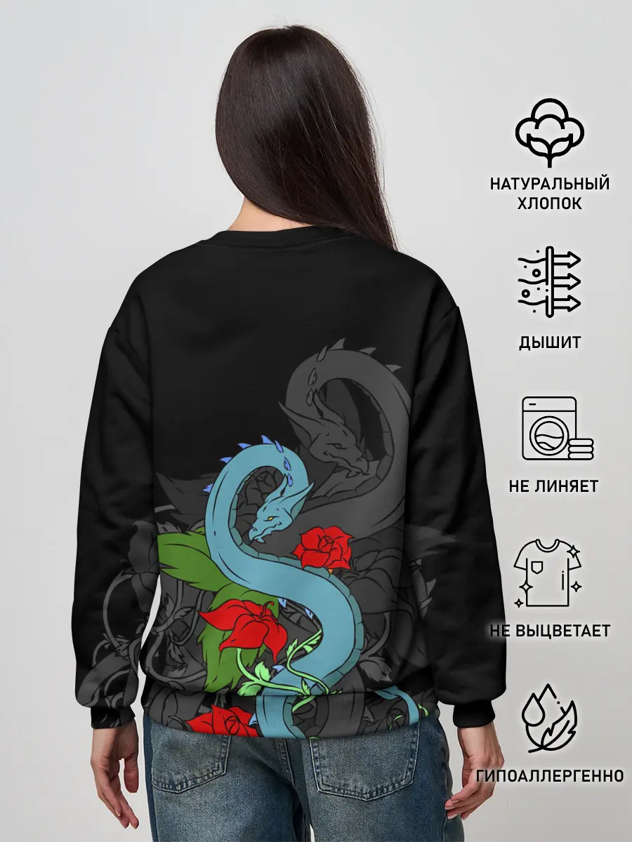 Женский свитшот / Дракон и Розы