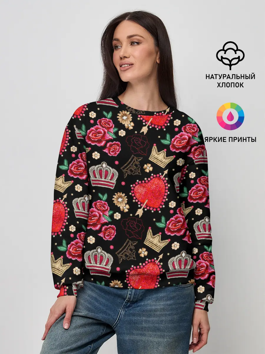 Женский свитшот / Корона и розы