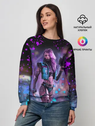 Женский свитшот / CYBERPUNK 2077 NEON | КИБЕРПАНК НЕОН