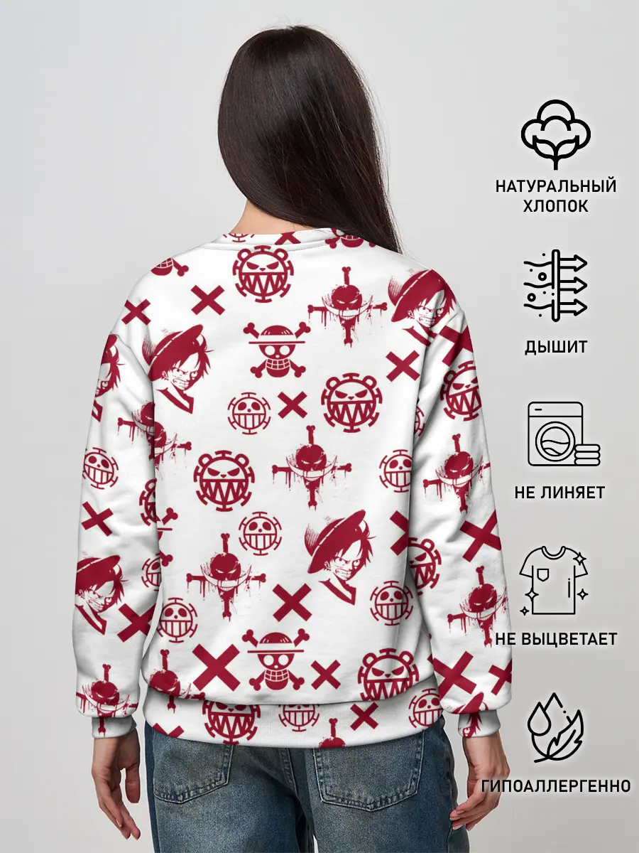 Женский свитшот / Манки Д. Луффи | пиратские знаки One Piece