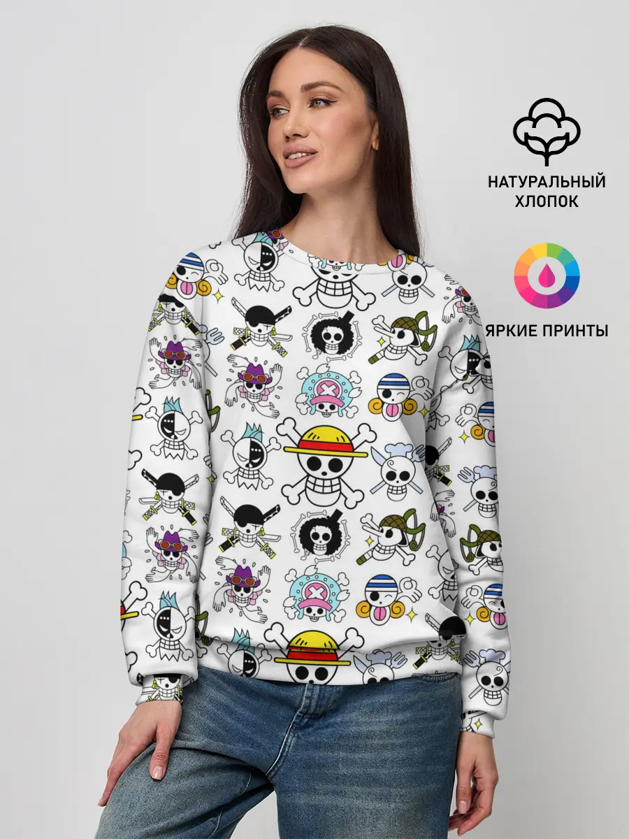 Женский свитшот / Веселые Роджеры пиратов Соломенной Шляпы