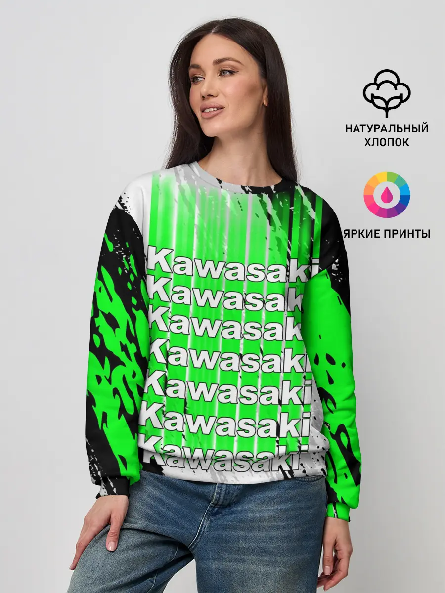 Женский свитшот / KAWASAKI / КАВАСАКИ / SPORT
