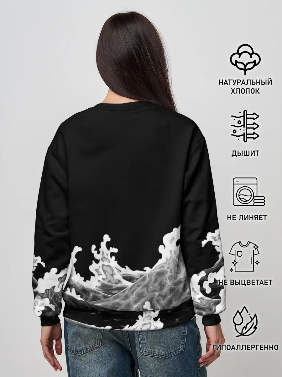 Женский свитшот / Карп Кои Волна Япония Рыба