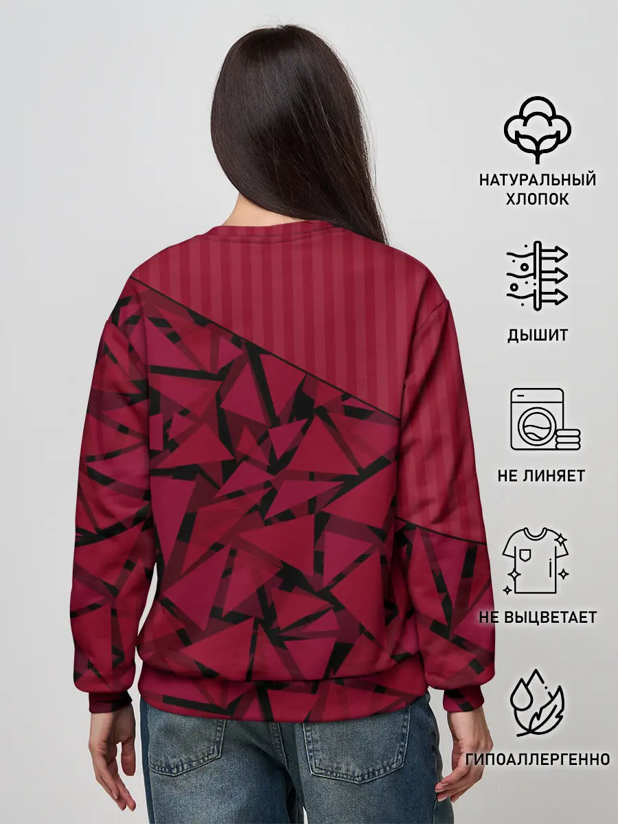 Женский свитшот / Красный комбинированный узор