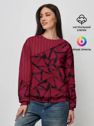 Женский свитшот / Красный комбинированный узор