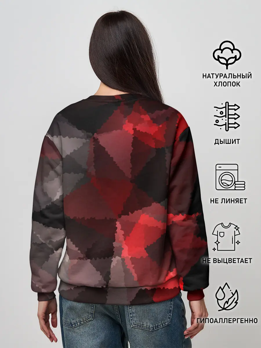 Женский свитшот / Серо-красная абстракция