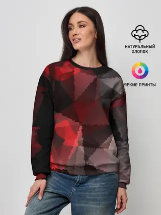 Женский свитшот / Серо-красная абстракция