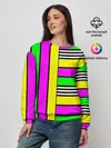 Женский свитшот / полосатый неоновый модный узор