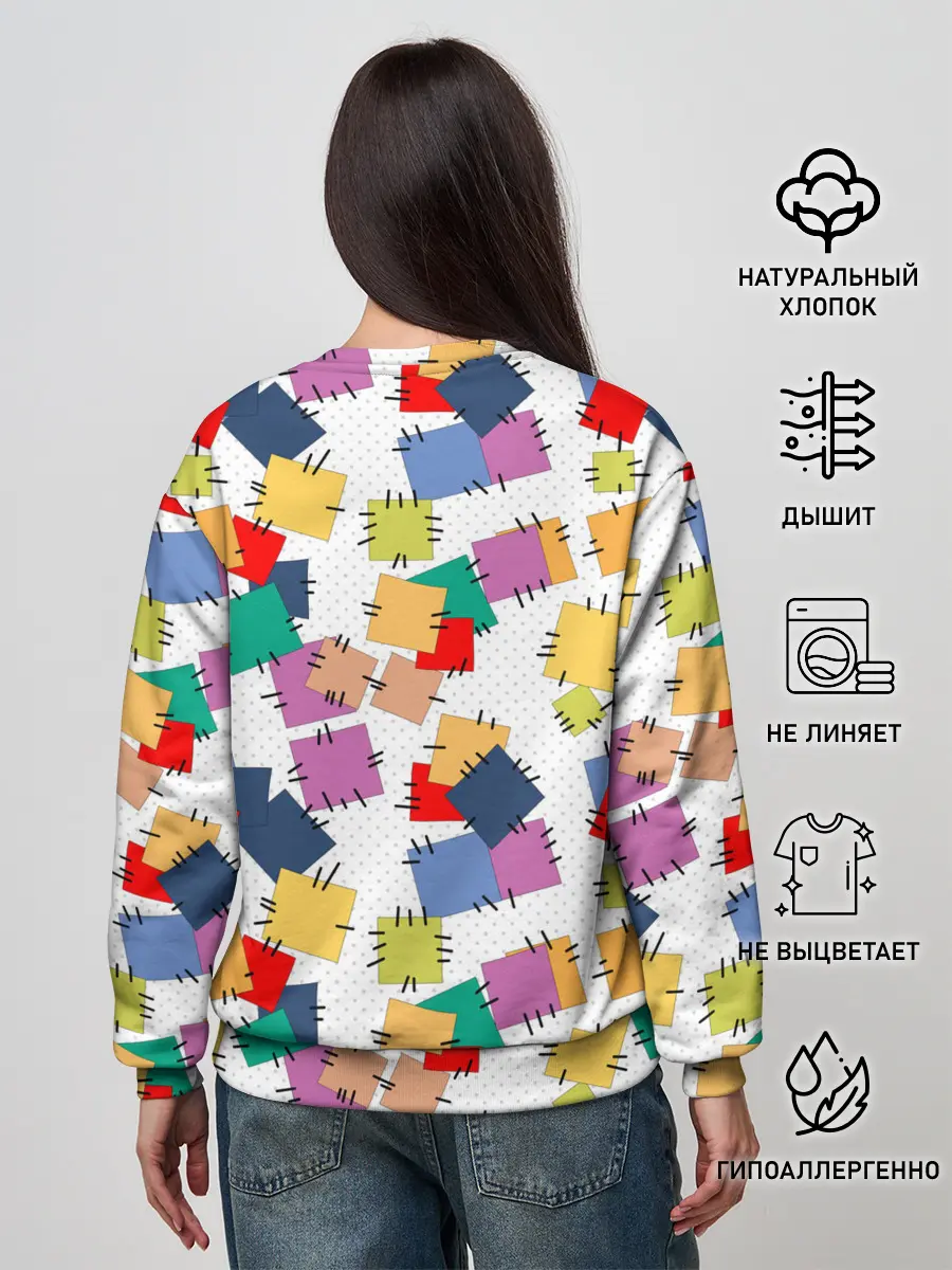 Женский свитшот / Ретро узор-заплатки.