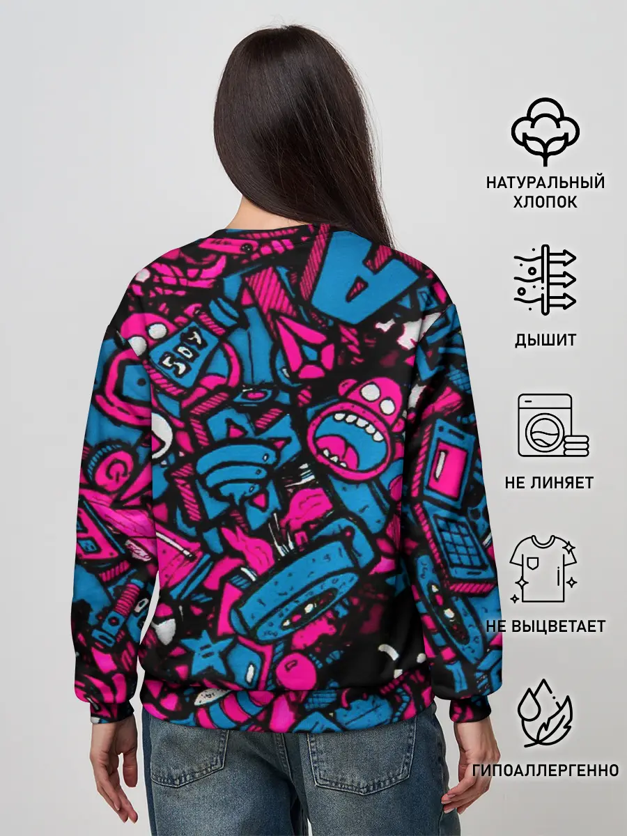 Женский свитшот / Мультяшные кислотные картинки