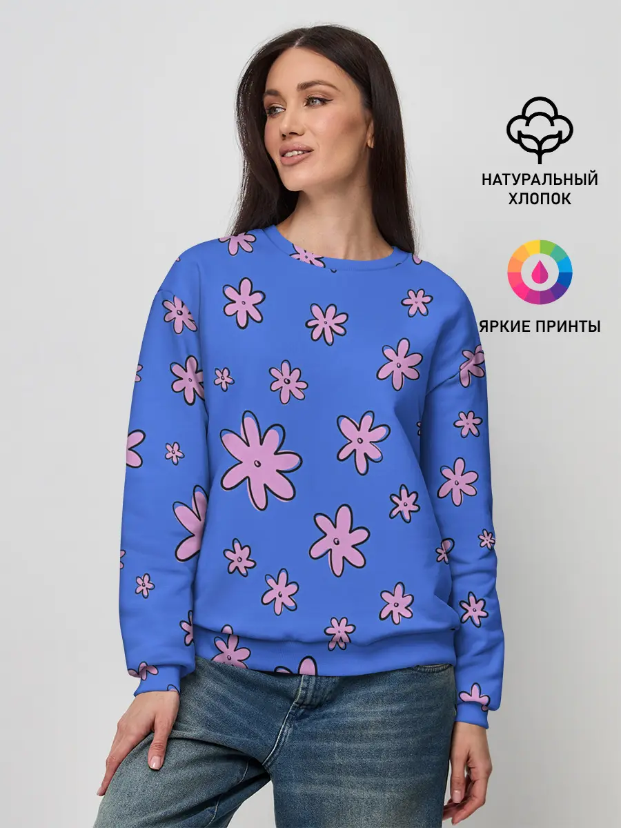 Женский свитшот / Цветочки рисованные