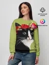 Женский свитшот / Кот и цветы