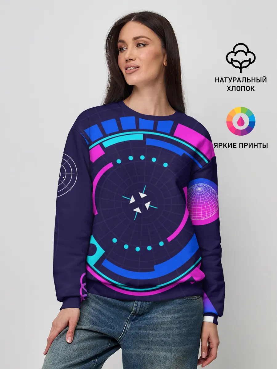 Женский свитшот / Розовый Синий Киберпанк