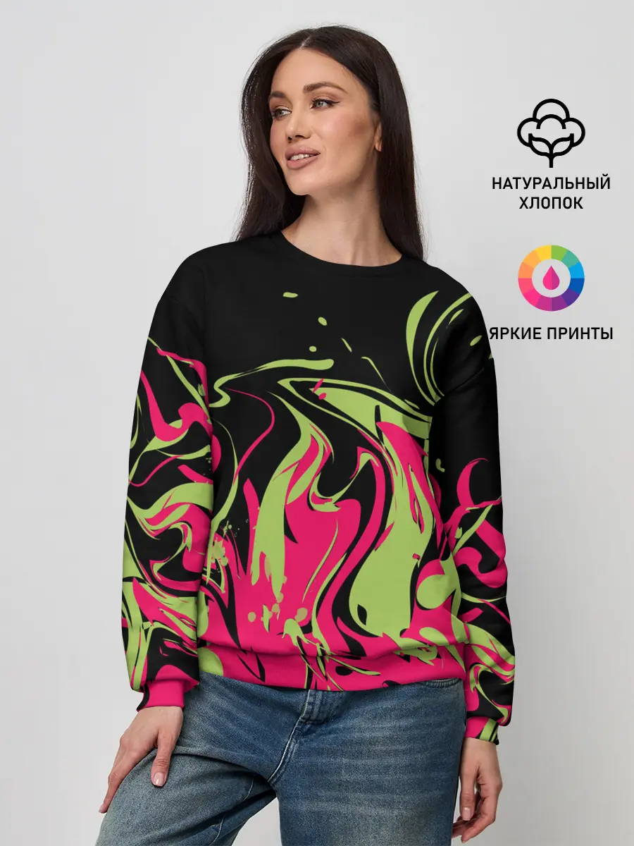 Женский свитшот / Черно малиновый абстрактный