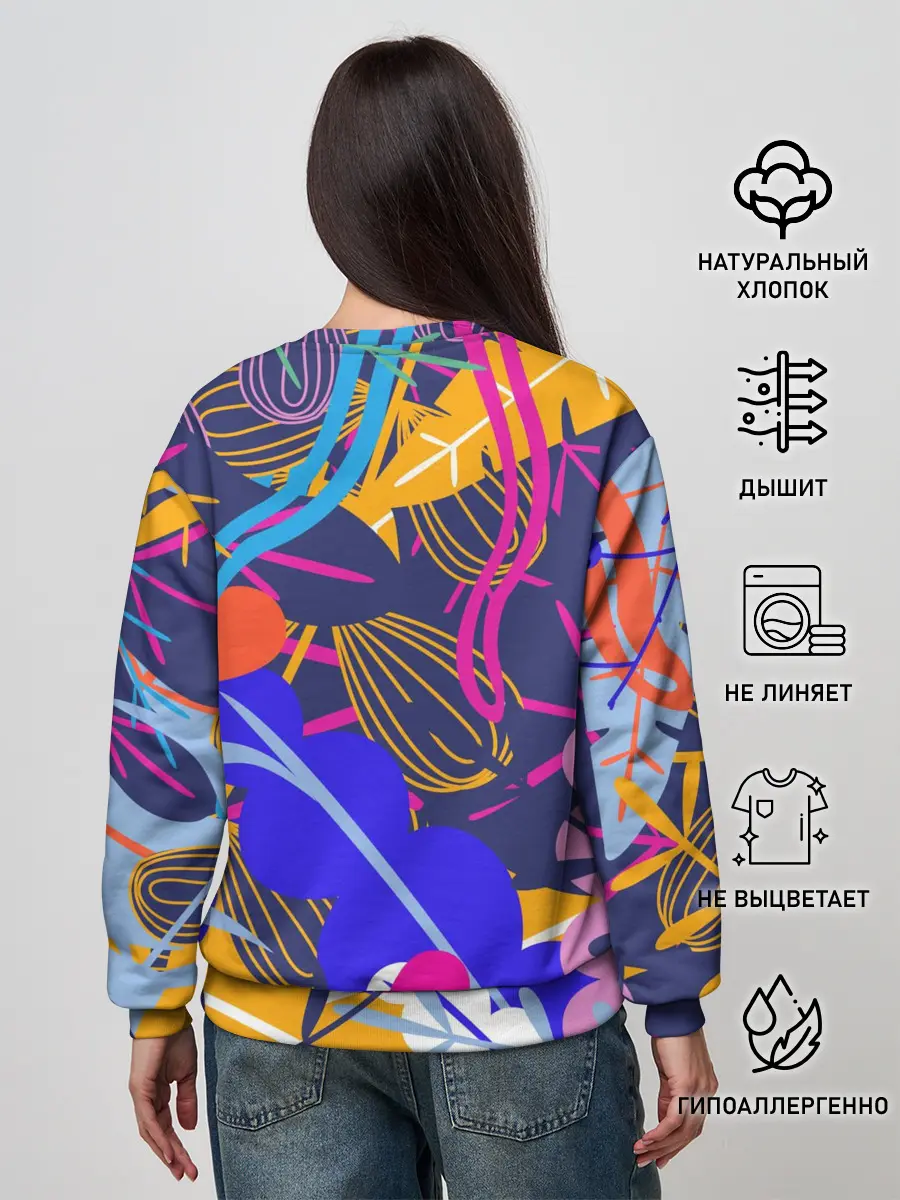 Женский свитшот / листья цветы текстура паттэрн