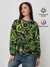 Женский свитшот / Ярко зеленые славянские узоры
