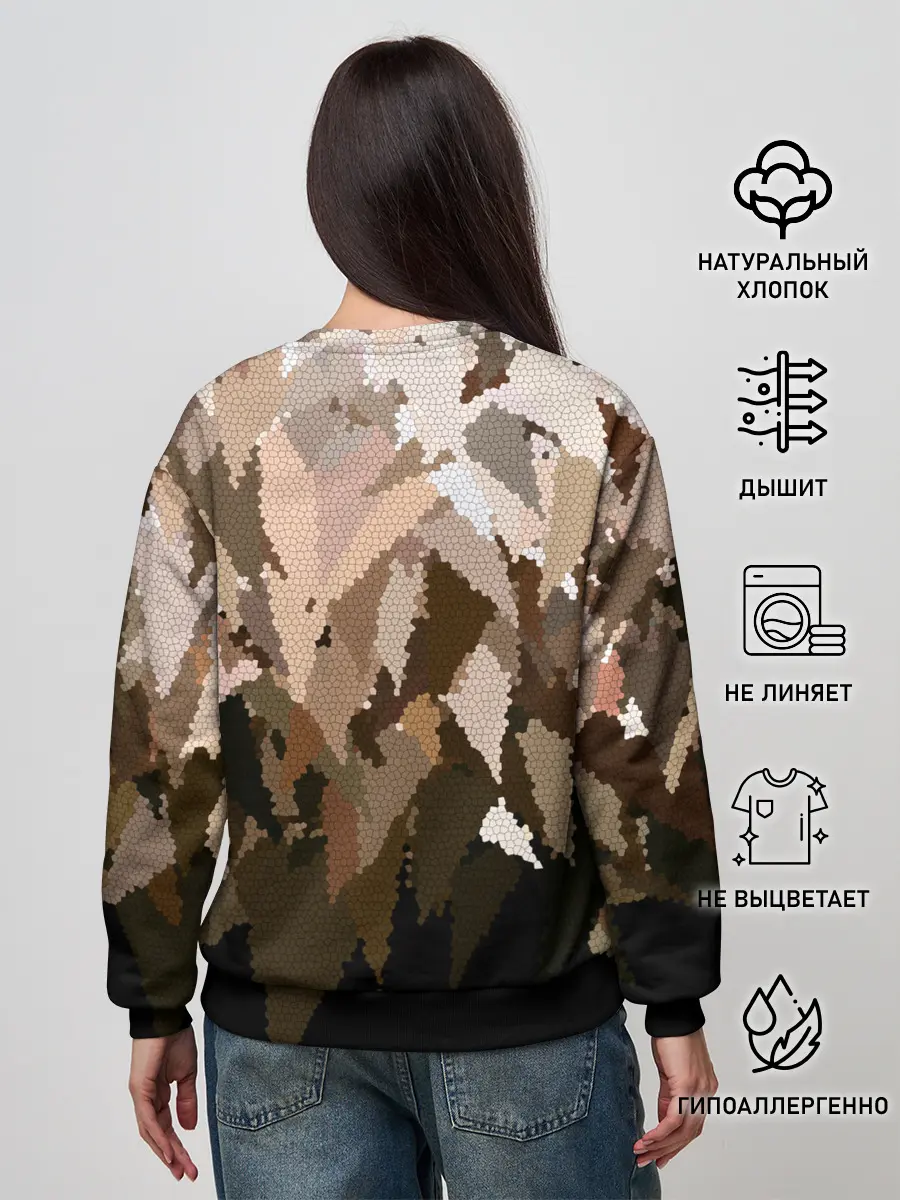 Женский свитшот / Бежево-коричневая мозаика