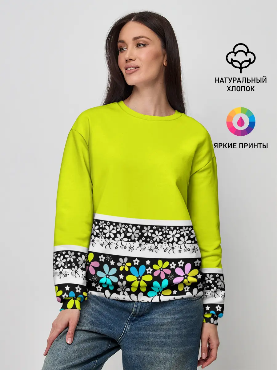 Женский свитшот / Яркий цветочный узор