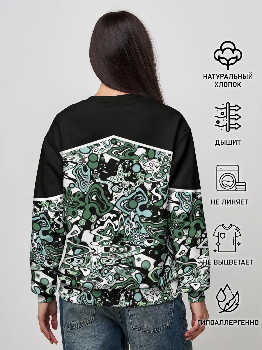 Женский свитшот / Черно-зеленые каракули