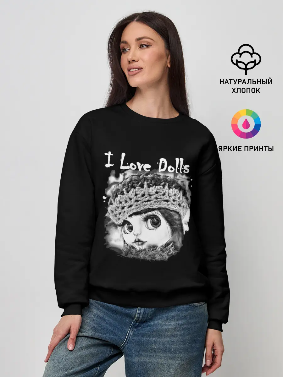 Женский свитшот / Кукла черно белый фон